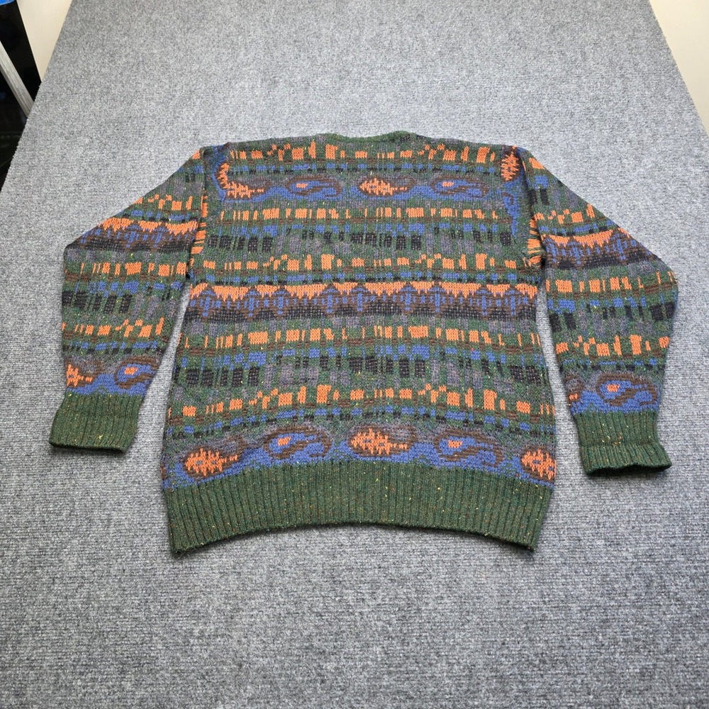 VTG Pierre Paul Mohair Wool Sweater Mens L Made in Italy Geometric Abstract Blue - Picture 9 of 9